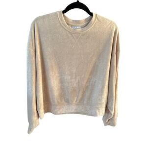 Allfenix Anthro Pullover Top Womens Small Terry Cloth Oversized Crop Loungewear